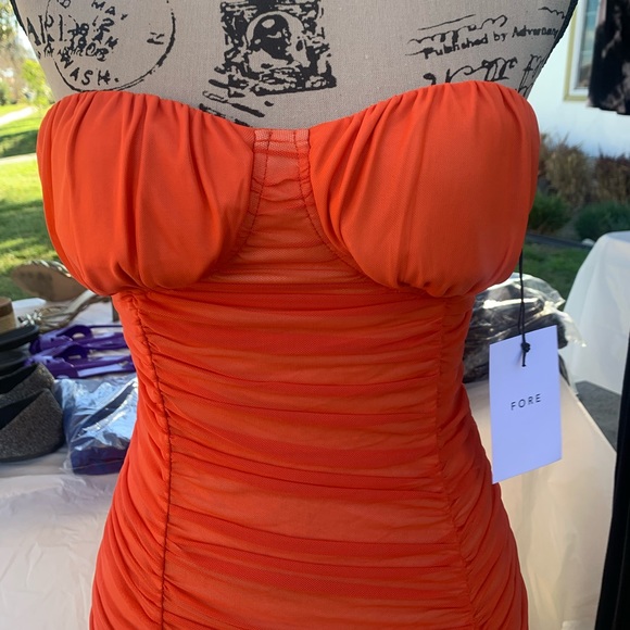 NWT Fore Collection Summer 22 Must Have Bustier Ruched Form Fitting Dress - Picture 3 of 5